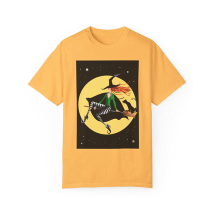 A Witch’s Moonlit Flight Unisex Garment-Dyed T-shirt