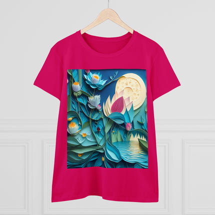 Ethereal Moonlit Lake Women's Midweight Cotton Tee