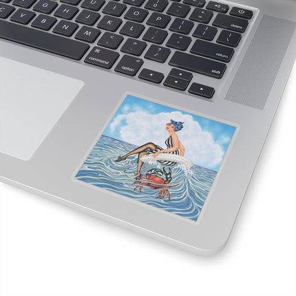 🦀🌊 The Seaside Crab Ride Kiss-Cut Stickers – Art Deco Beach Whimsy