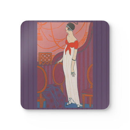 L’Entracte by Georges Lepape Corkwood Coaster Set
