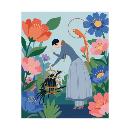 🦜🌺 The Garden Of Curious Birds Matte Vertical Poster – Art Deco Botanical Whimsy