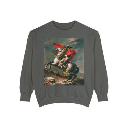 Napoleon Crossing the Alps by Jacques-Louis David Unisex Garment-Dyed Sweatshirt