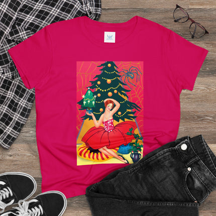 Art Deco Christmas Enchantment Women's Midweight Cotton Tee