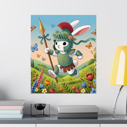 🐇⚔️ Rabbit Gladiator Matte Vertical Poster – Courage, Adventure & Meadow Heroics