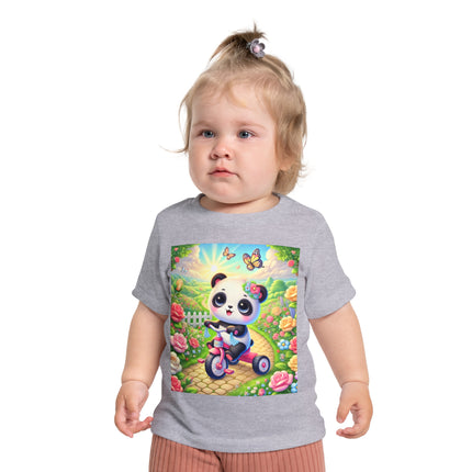 Panda’s Garden Ride Baby T-Shirt – Playful Adventure in Bloom
