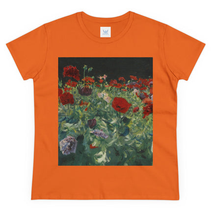 Poppies (A Study of Poppies for Carnation, Lily, Lily, Rose) by John Singer Sargent Women's Midweight Cotton Tee