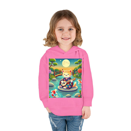 Melodic Kitten by the Koi Pond Toddler Pullover Fleece Hoodie