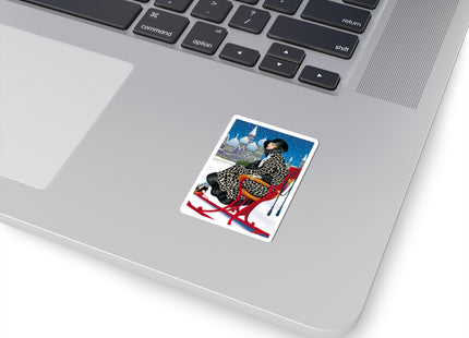Elegant Winter Woman in Sleigh Kiss-Cut Stickers (4 Sizes)