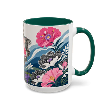 🌸🎀 The Pink Lace Garden Promenade Colorful Mug – Art Deco Fashion Elegance