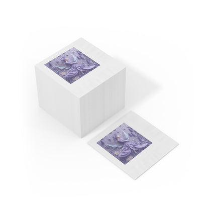 Lavender Fairy White Coined Napkins