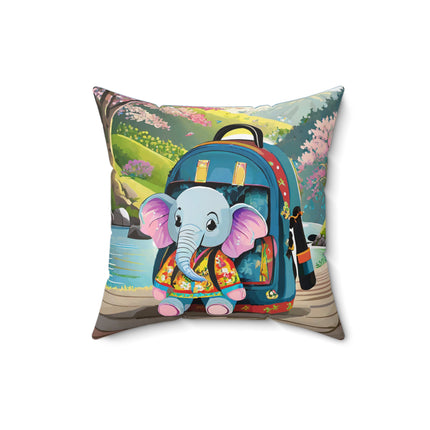 Baby Elephant Spun Polyester Square Pillow