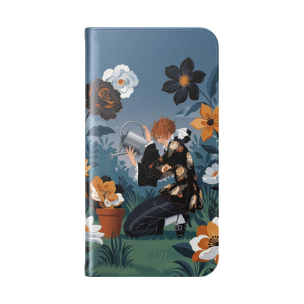 🌹💧 The Midnight Garden Keeper Flip Case – Art Deco Floral Fantasy