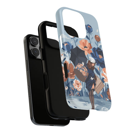 ☂️🌺 The Lady Of The Traveling Garden Phone Case – Art Deco Floral Adventure