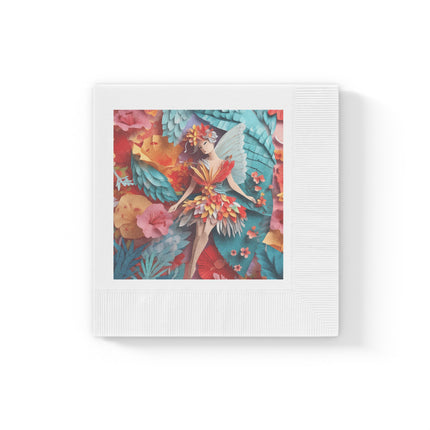 Hibiscus Fairy White Coined Napkins