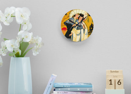 Golden Embrace Acrylic Wall Clock