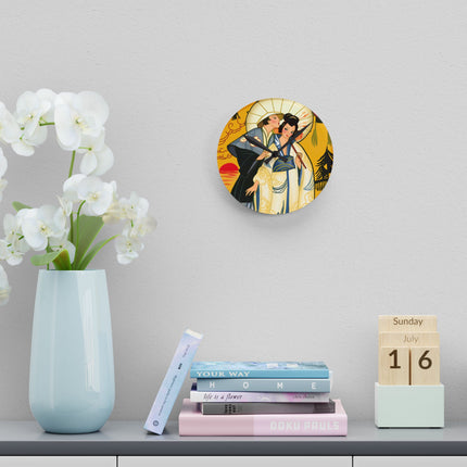 Golden Embrace Acrylic Wall Clock