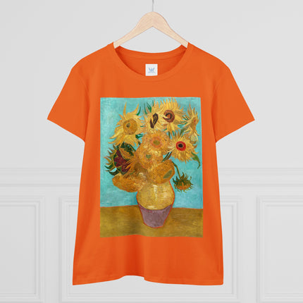 Vase with Twelve Sunflowers by Vincent van Gogh Women's Midweight Cotton Tee