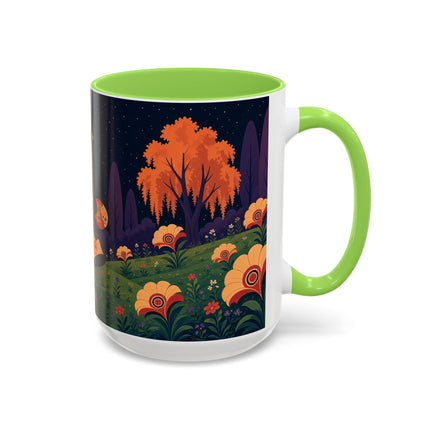 🌙🌼 The Moonlit Floral Dancer Colorful Mug – Art Deco Garden Fantasy
