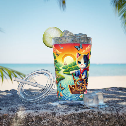 Sailor Kitten’s River Adventure Sunsplash Tumbler with Straw, 16oz