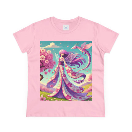 Petals in the Wind: The Kimono Fairy and the Sky Dragon Cotton Tee