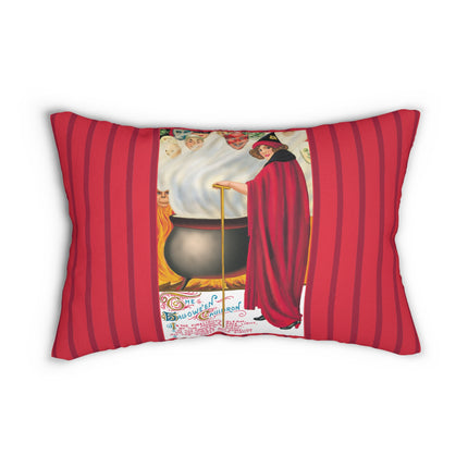 The Hallowe'en Cauldron In the Firelight's Gleam Spun Polyester Lumbar Pillow