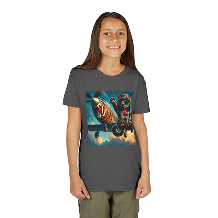 Parachuting Cat Commando Youth Short Sleeve Tee