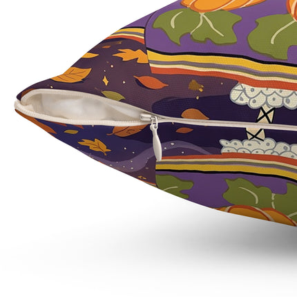 🎃🌙 The Pumpkin Moon Dress Square Pillow – Whimsical Halloween Fashion