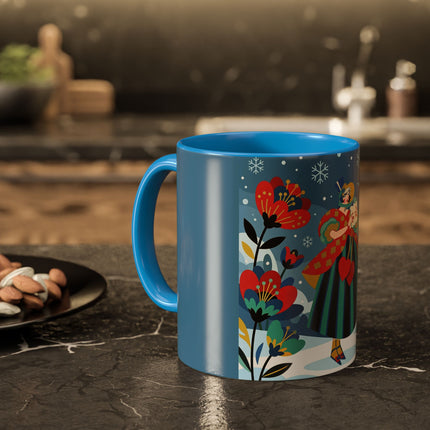 ❤️❄️ The Winter Heart Messenger Colorful Mug – Art Deco Snow Garden Fantasy