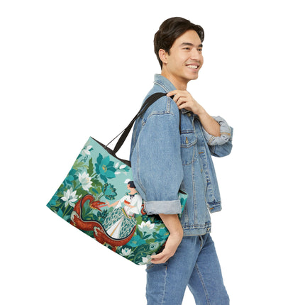 🐉🌿 The Dragon Keeper Weekender Tote Bag – Art Deco Floral Fantasy