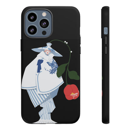Blue & White Porcelain Geisha Phone Case – Elegant Mystery & Floral Grace