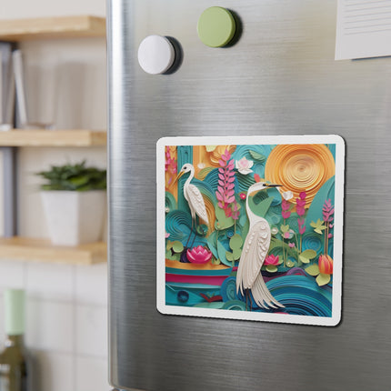 Elegant Egret Oasis Die-Cut Magnets (4 Sizes)