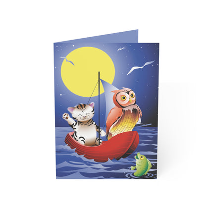 Embarking on a Moonlit Journey Greeting Cards (1, 10, 30, and 50pcs)