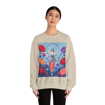🎪🌺 The Flower Garden Harlequin Crewneck Sweatshirt – Art Deco Fashion Whimsy