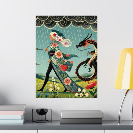 🐉🧚 The Dragon Fairy's Stride Matte Vertical Poster – Strength, Grace & Stormbound Magic