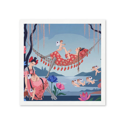 🌸🪽 The Garden Of Little Cupids Napkins – Art Deco Floral Fantasy