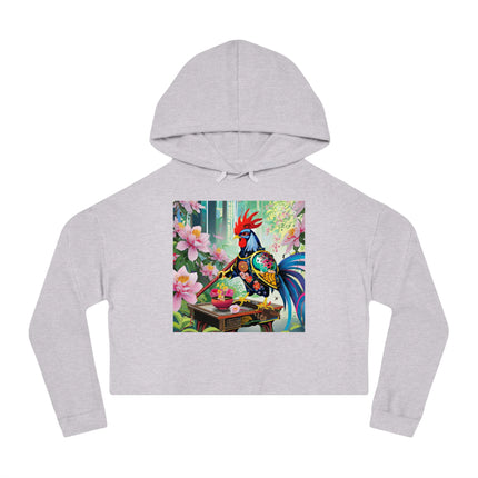 Cyberpunk Rooster Cropped Hooded Sweatshirt