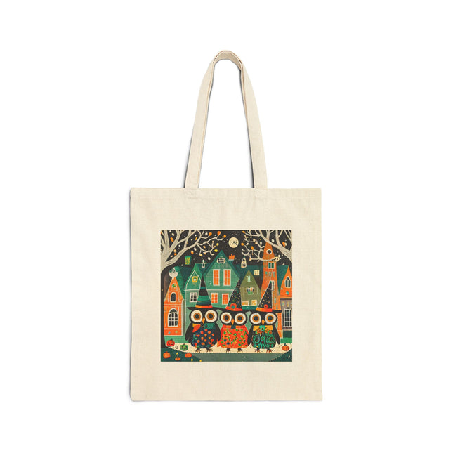 Night of the Trick-or-Treating Owlets Cotton Canvas Tote Bag