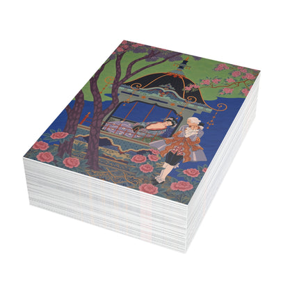 🌸🏯 The Lady Of The Flowering Pavilion Postcard Bundles – Art Deco Garden Romance