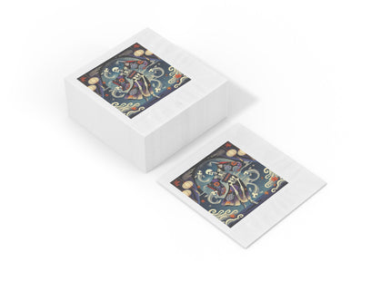 Skeleton Kabuki Performer White Coined Napkins