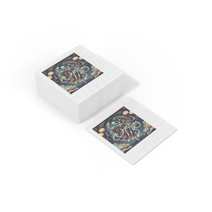 Skeleton Kabuki Performer White Coined Napkins