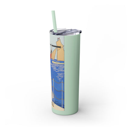 Costume de Yacht by George Barbier Skinny Tumbler with Straw, 20oz