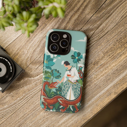 🐉🌿 The Dragon Keeper Phone Case – Art Deco Floral Fantasy