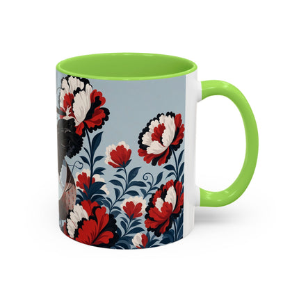 ❤️🌺 The Scarlet Blossom Dancer Colorful Mug – Art Deco Fashion Whimsy