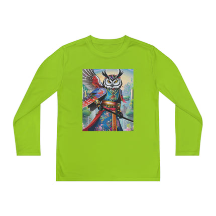 Cyberpunk Samurai Owl Youth Long Sleeve Competitor Tee – Futuristic Warrior & Neon Adventure
