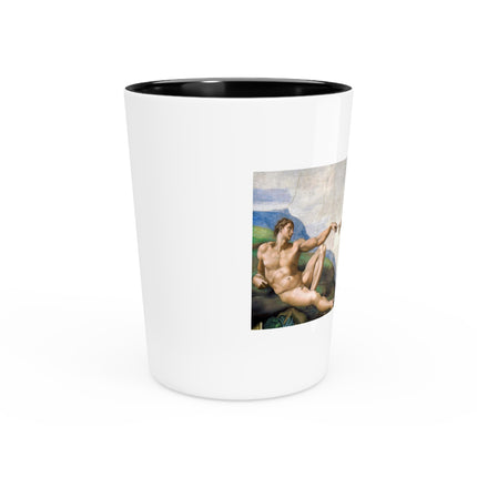 The Creation of Adam by Michelangelo Buonarroti Ceramic Shot Glass