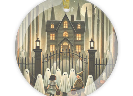 Ghostly Welcome – A Halloween Night Glass Ornament