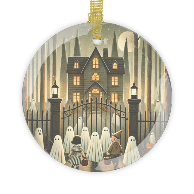 Ghostly Welcome – A Halloween Night Glass Ornament