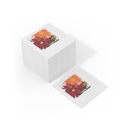 Dahlia Flower by Tanigami Kônan White Coined Napkins