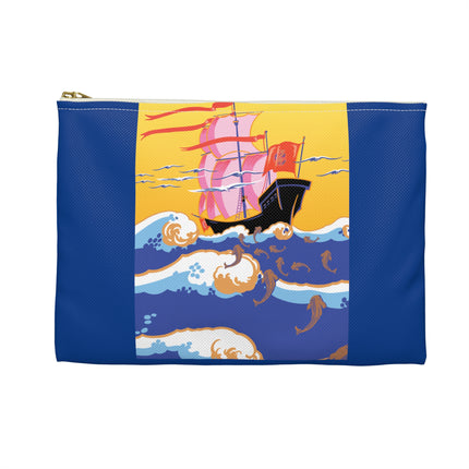 Golden Seas and Whimsical Dreams Accessory Pouch – Art Deco Nautical Design