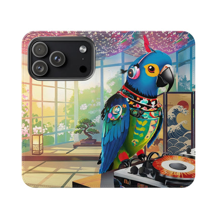 🎧🦜 Parrot DJ Flip Case – Neon Beats & Cyber Groove